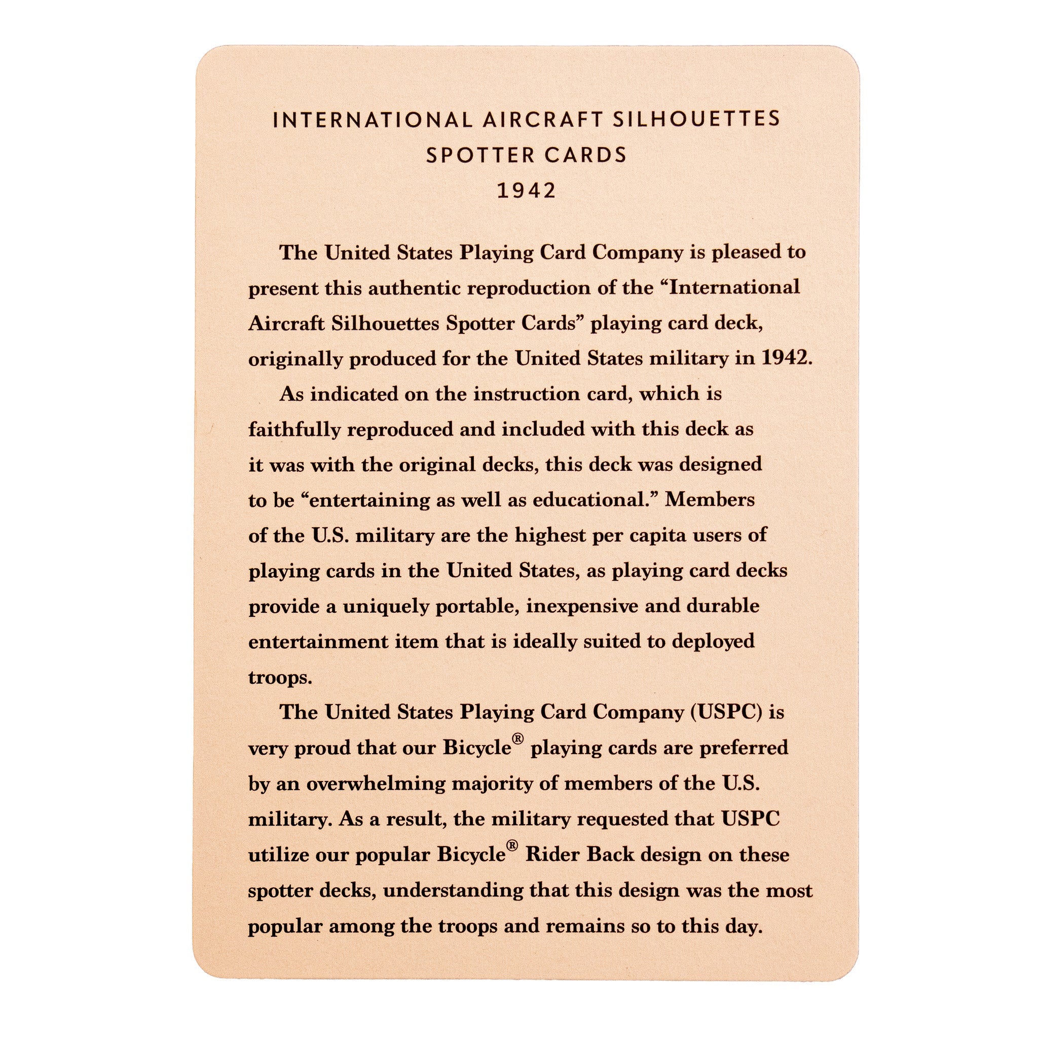 Bicycle WWII Spotter Playing Cards