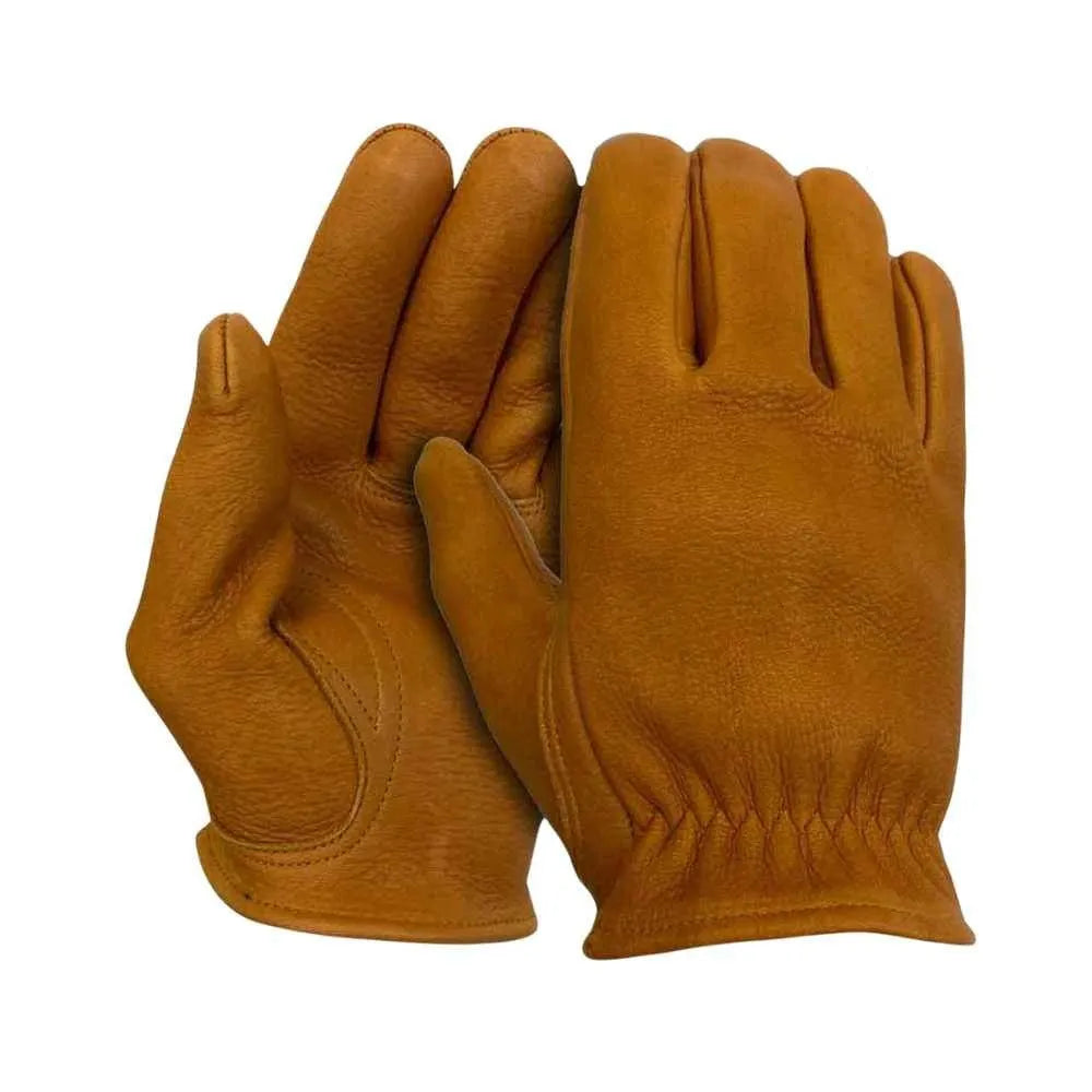 Legendary Tan Deerskin Leather Short Wrist Motorcycle Gloves