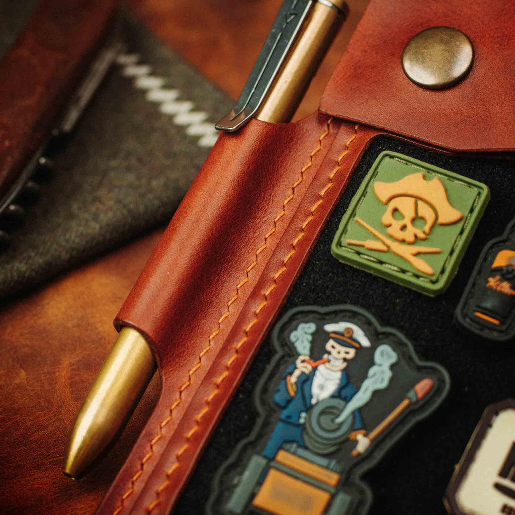 Field Notes Cover - Steersman | Leather Velcro Patch Display | EDC Journal Holder